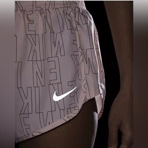 Nike Womens Athletic Shorts Pink Logo Print Size M